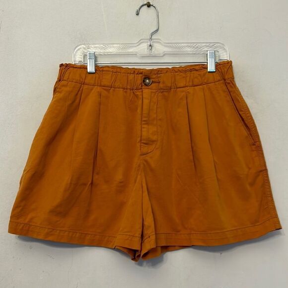 Loft brown/yellow elastic waistband shorts Size M New - Picture 1 of 8